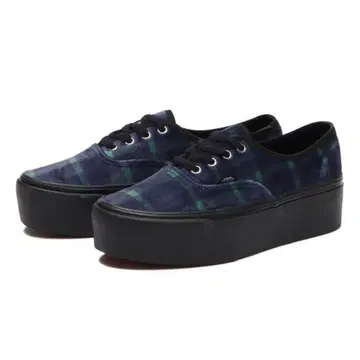 VANS 네이비 체크 무늬 스니커즈 24.5cm