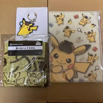 새상품 포켓몬 명탐정 피카츄 굿즈 3종 세트 노트 핸드 타월