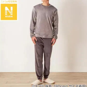 니토리 룸웨어 MEN 소프트 벨로아 상하의 세트(N 웜 그레이 LL)