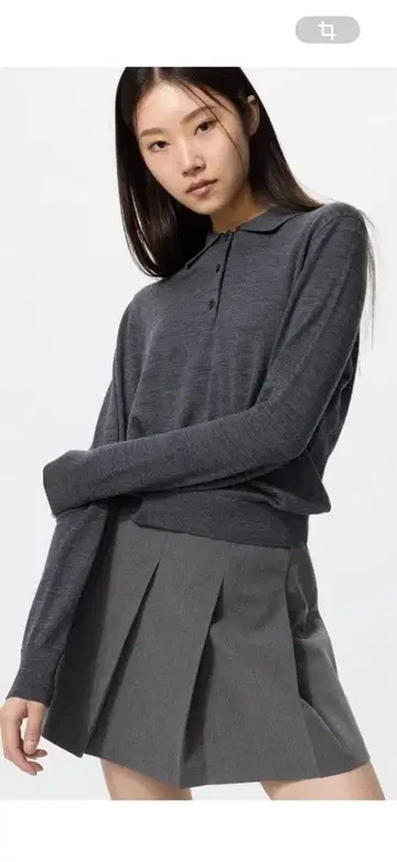 UNIQLO 그레이 긴팔 니트 스웨터 XL