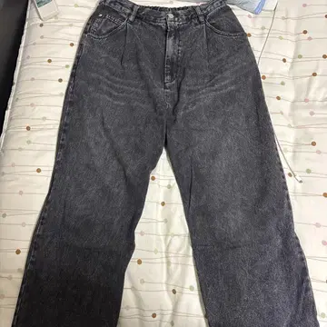 WEGO 빈티지 블랙 와이드 레그 데님