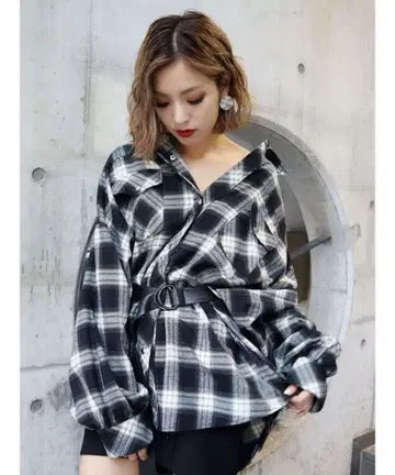 EMODA 체크 셔츠 벨트 포함