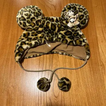 레오파드 무늬 미니 부착 팬 캡 58cm