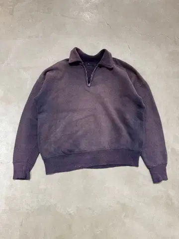 50-60s 빈티지 하프 집 스웻 퍼플네이비 오니 페이드