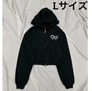 9090 girl 90 Logo Glitter Zip Hoodie
