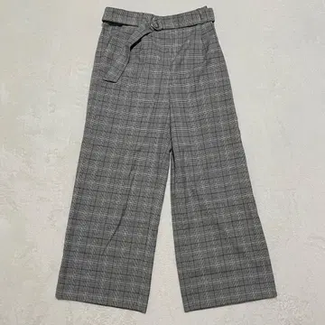 그라시아 허니즈 벨트 포함 체크 무늬 캐주얼 플레어 와이드 팬츠 M