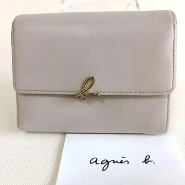 agnes b. 에네스베 3단 폴더형 지갑 가죽 IW03C-01 베이지