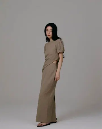 louren 웨이스트 드레이프 원피스
