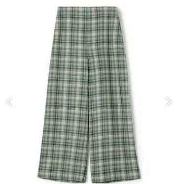 새상품 택 있음 MACPHEE 내추럴 스트레치 체크 와이드 크롭 팬츠