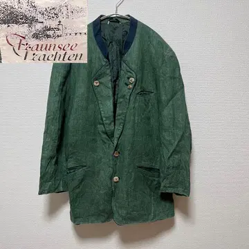 유로 빈티지 치로리안 자켓 노카라 린넨 소재 아우터