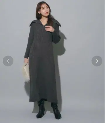 Mystrada 지퍼 카라 니트 원피스 M 사이즈