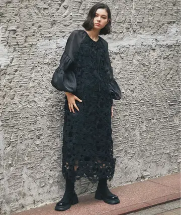 스마일 키드 블랙 포멀 드레스 자수 원피스