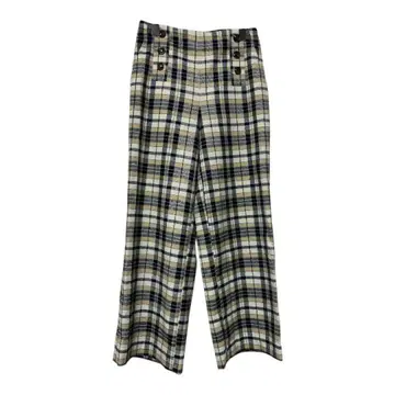 BEAMS 체크 와이드 팬츠 스트레치 캐주얼