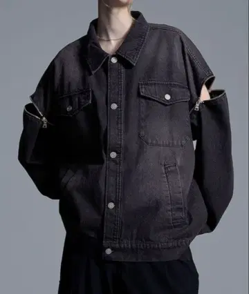 Loose/루스 3way 빈티지 지퍼 숄더 데님 자켓