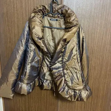 브라운 프릴 다운 자켓