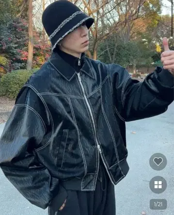 own 가죽 스티치 자켓