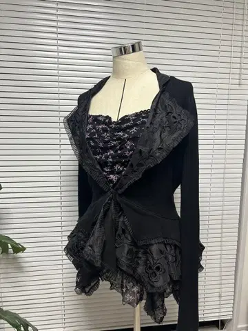 블랙 슬리브리스 미니 원피스 비대칭 꽃무늬 y2k 그런지