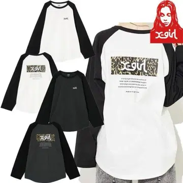 x-girl 래글런 T셔츠 롱T 레오파드