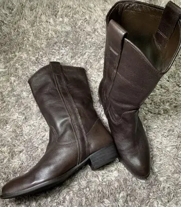 새상품급 CAVACAVA 웨스턴 부츠 다크 브라운 가죽 23.5