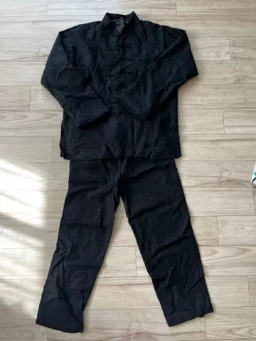 블랙 일본풍 버튼 차이나 상하의 셋업 포멀 아시아 코스튬