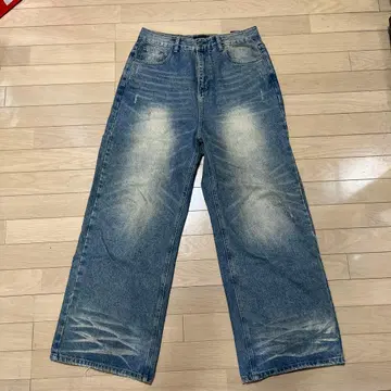 와이드 레그 데님 인디고 블루