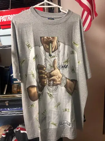 BBOY b계 프린트 Give Me Face 그레이 T셔츠 XL