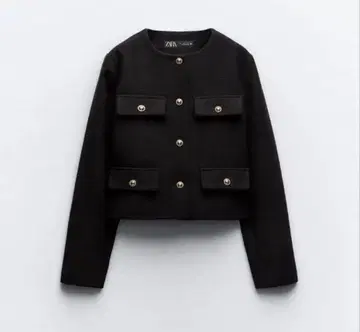 zara 노카라 트위드 자켓