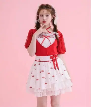 mellfy memory 체리 패턴 스커트 멜피 메모리