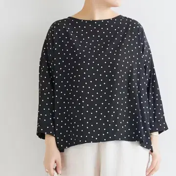 BEARDSLEY  도트 블라우스 7부 소매 F 블랙