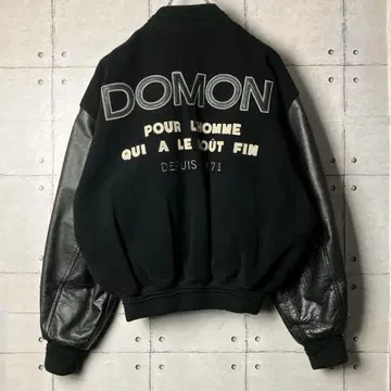 DOMON 도몬 바시티 자켓 블랙 카우 가죽 90's 빈티지