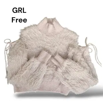 그레일 페더 니트 하이넥 숄더 오픈 스웨터 1405