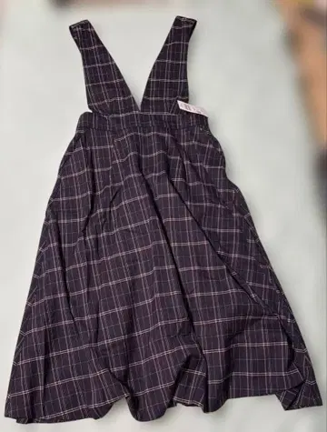 허니즈 V넥 체크 점프 스커트 네이비 체크 3L