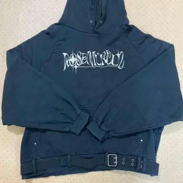 [ Rosen Kreuz ] oversized belt hoodie 블랙