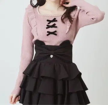 Ank Rouge 3개 리본 니트탑