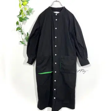 퍼슨즈 노부오 이케다 롱 기장 셔츠 원피스 (S) 노카라 무지