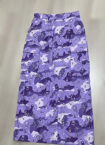 X-girl 카모 패턴 퍼플 롱 카고 스커트 카모플라주