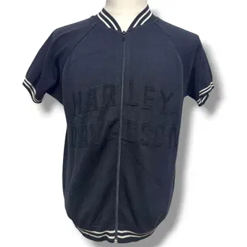 새상품급 Harley Davidson 3D 로고 집업 반팔 니트 블랙 L