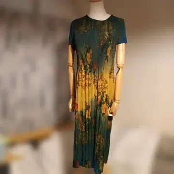 꽃무늬 그라데이션 반팔 원피스