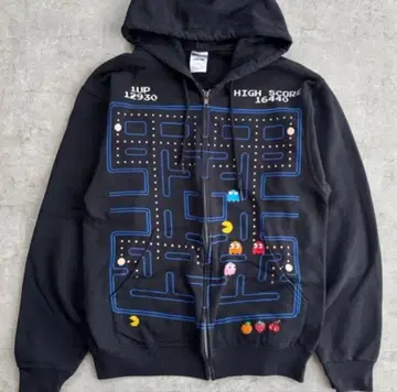 팩맨 디자인 미국 빈티지 의류 후드티 집업 후드티