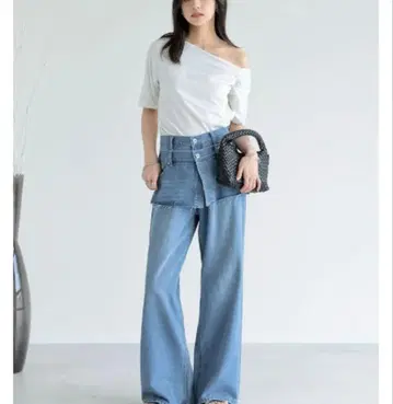 코튼 데님 스커트 레이어드 라이크 팬츠