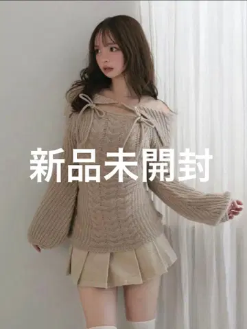 미개봉 새상품 andmary Aura 케이블 니트 탑 베이지