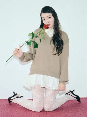 LILY BROWN 셔츠 도킹 프릴 미니 원피스