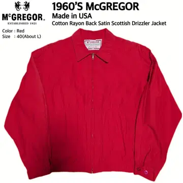 60S 맥그리거 USA제 백 새틴 스코티쉬 드리즐러 자켓 L