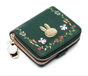 [ 새상품 새상품급 미개봉 ] 미피 자수 장식 이단 접이식 지갑 그린