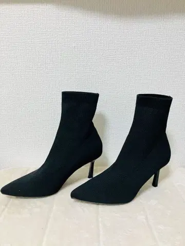 [ 새상품급 ] 블랙 니트 삭스 부츠 스틸레토 힐 부츠
