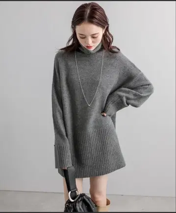 mystic 그레이 터틀넥 니트 스웨터