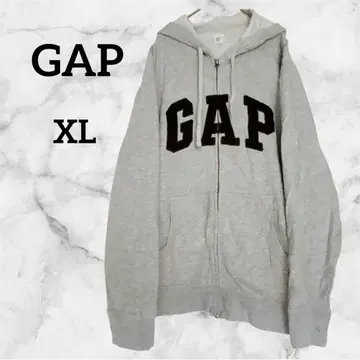 한정판 GAP [XL] 남성용 후드티 그레이 프론트 로고 포함 가을/겨울