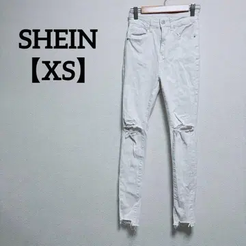 새상품급 SHEIN [ XS ] 화이트 스키니 데님 데미지 가공