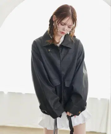 NICE CLAUP 미들 가죽 자켓