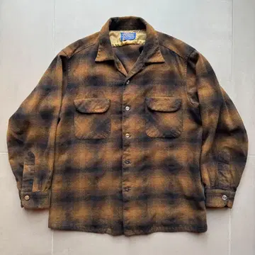 60s 펜들턴 pendleton 옴브레 울 셔츠 블랙 브라운 L